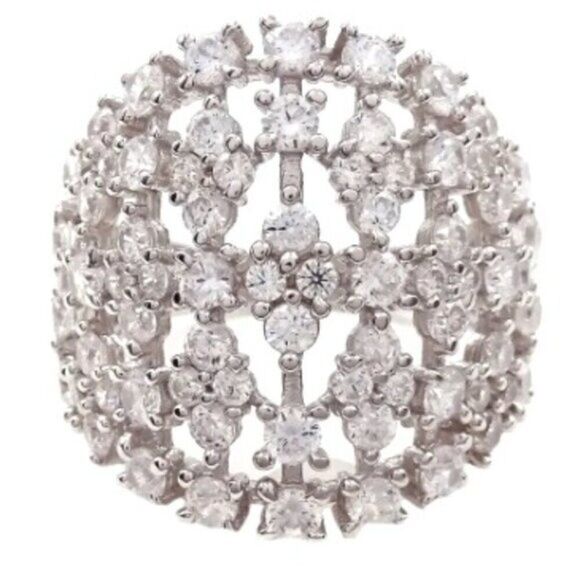 SAVVY CIE Sterling Silver CZ Wide Stacked Ring‎